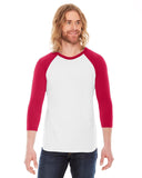 Unisex Poly-Cotton USA Made 3/4-Sleeve Raglan T-Shirt