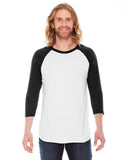 Unisex Poly-Cotton USA Made 3/4-Sleeve Raglan T-Shirt