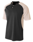Youth Performance Contrast 2 Button Baseball Henley T-Shirt
