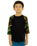 Youth 6 oz., 3/4-Sleeve Camo Raglan T-Shirt