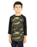 Youth 6 oz., 3/4-Sleeve Camo Raglan T-Shirt