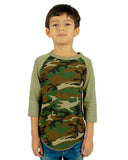 Youth 6 oz., 3/4-Sleeve Camo Raglan T-Shirt