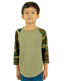 Youth 6 oz., 3/4-Sleeve Camo Raglan T-Shirt