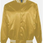 Unisex Satin Baseball Jacket Striped Trim